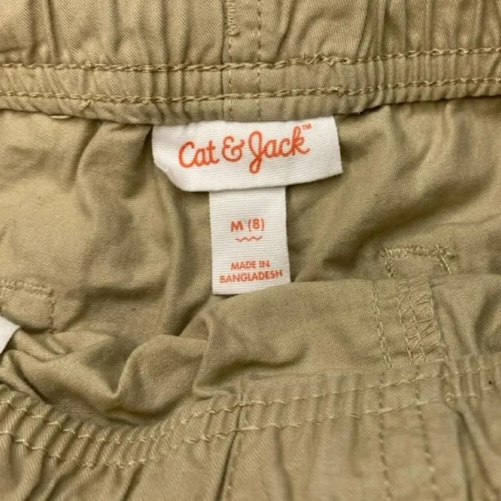 Cat & Jack Boys Khaki Cargo Shorts M(8) Elastic Waist Drawstring